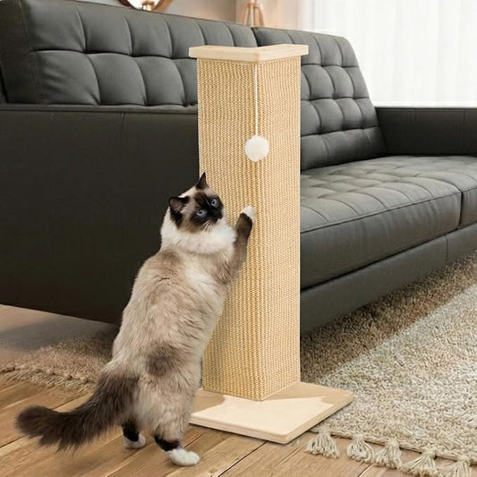 PETKARAY Couch Corner Cat Scratcher, 28'' Corner Wall Scratching Post, Sisal Cat Scratch Pad for Sofa & Furniture Protection with Toy Ball