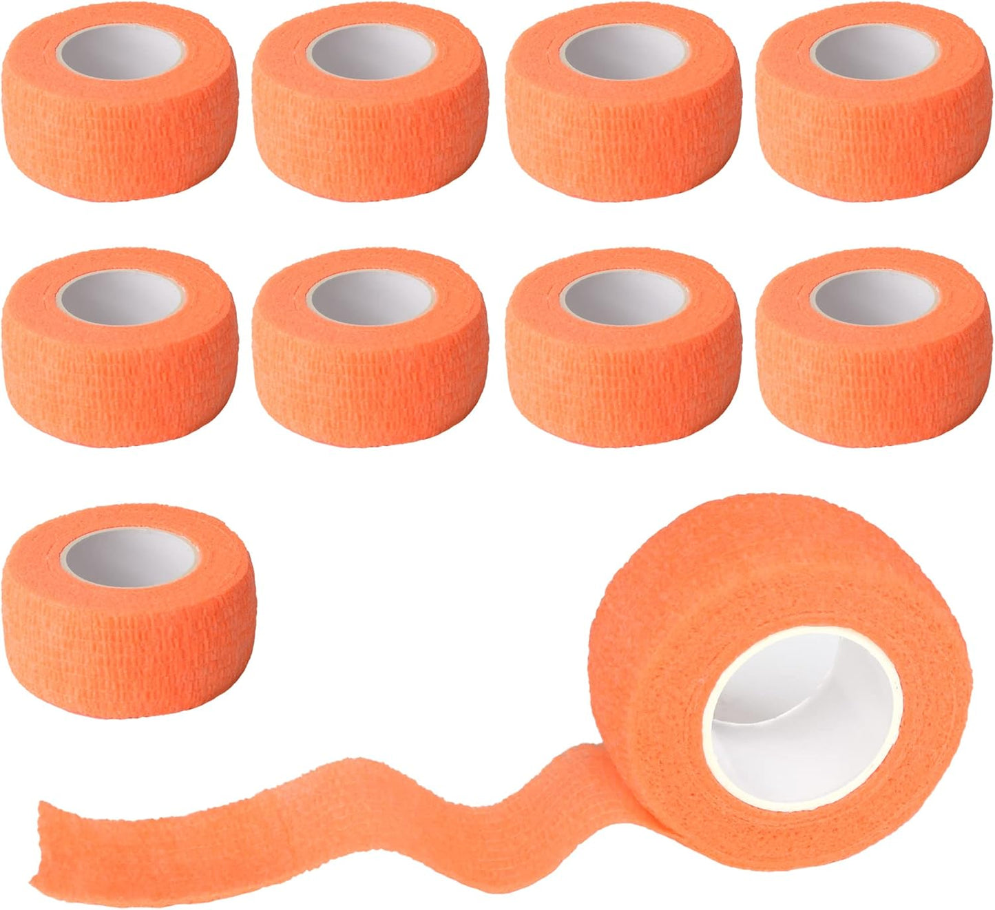 9 Pack 1" x 5 Yards Self Adhesive Bandage Wrap Self Stick Wrap for Ankle, Wrist, Finger, Sports, Breathable Cohesive Vet Tape for Pets (Light Orange)
