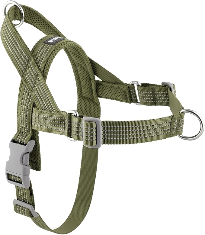 No Pull Dog Harness with Handle, Adjustable Soft Mesh Padded Vest | Reflective Walking Harness with Front Clip for Small Medium Large Dogs, Quick Fit No Escape for Training, Ranger Green, XL
