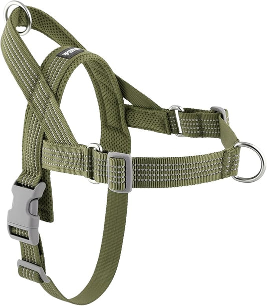No Pull Dog Harness with Handle, Adjustable Soft Mesh Padded Vest | Reflective Walking Harness with Front Clip for Small Medium Large Dogs, Quick Fit No Escape for Training, Ranger Green, XL