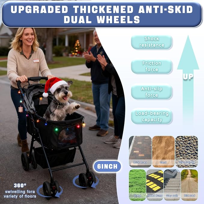 4 Wheels Pet Stroller 4 in 1 Pet Stroller with Detachable Carrier for Small & Medium Dogs Cats up to 55 lbs Easy-Folding Travel Dog Wagon with Car Seat Breathable Mesh (Green)