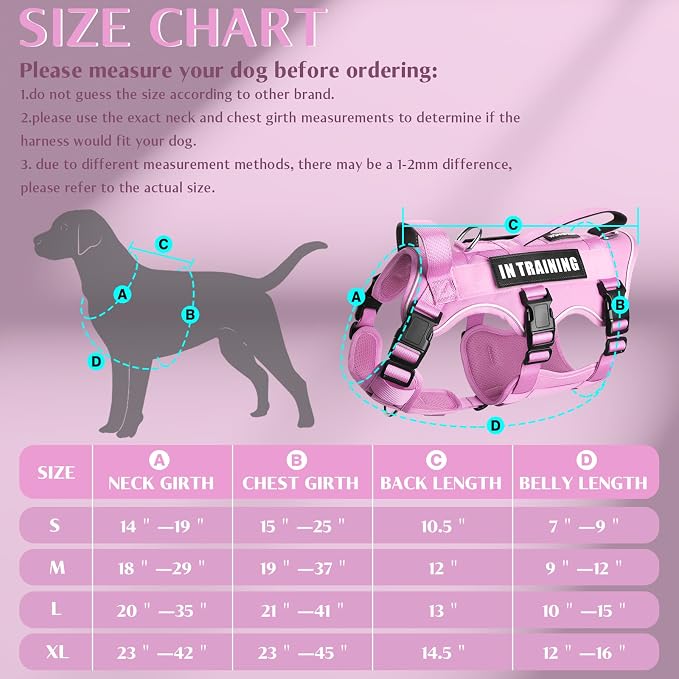 Escape Proof Dog Harness with Double Handle+4 Removable Patches | Service Working Molle Harness with Double Handle for Medium Dogs, Tactical Pet Reflective Vest for Walking Hiking Hunting