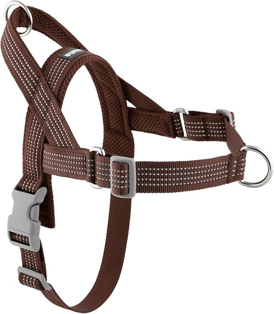No Pull Dog Harness with Handle, Adjustable Soft Mesh Padded Vest | Reflective Walking Harness with Front Clip for Small Medium Large Dogs, Quick Fit No Escape for Training, Chocolate, L
