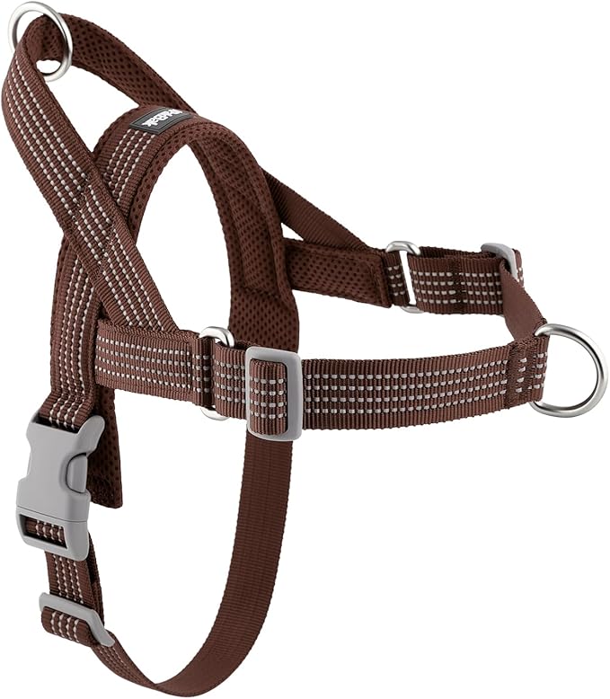 No Pull Dog Harness with Handle, Adjustable Soft Mesh Padded Vest | Reflective Walking Harness with Front Clip for Small Medium Large Dogs, Quick Fit No Escape for Training, Chocolate, XS