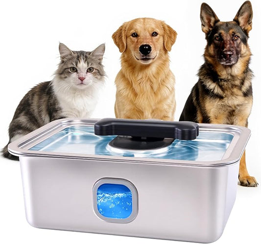 15L Water Fountain for Large Dogs,Ultra-Quiet Stainless Steel Dog Bowl Automatic Pump Drinking Dispenser with Filter Fountains,Indoor Auto Filters Pet Bowls for Cats with for Dog Multi-Pet