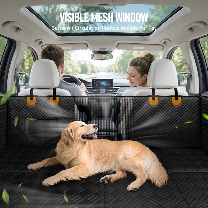 PROZAR Dog Car Seat Cover for Back Seat, Hard Bottom Back Seat Extender, Back Seat Pet Cover for Dogs - Supports 400lbs, Back Seat Pet Cover, Dog Hammock for Full-Size Trucks/SUVs