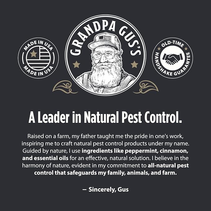 Grandpa Gus's Natural Mosquito Repellent Spray - DEET-Free Plant-Based Insect Repellent for Kids and Family, Up to 6 Hours, Travel-Friendly Bug Spray, 4 oz