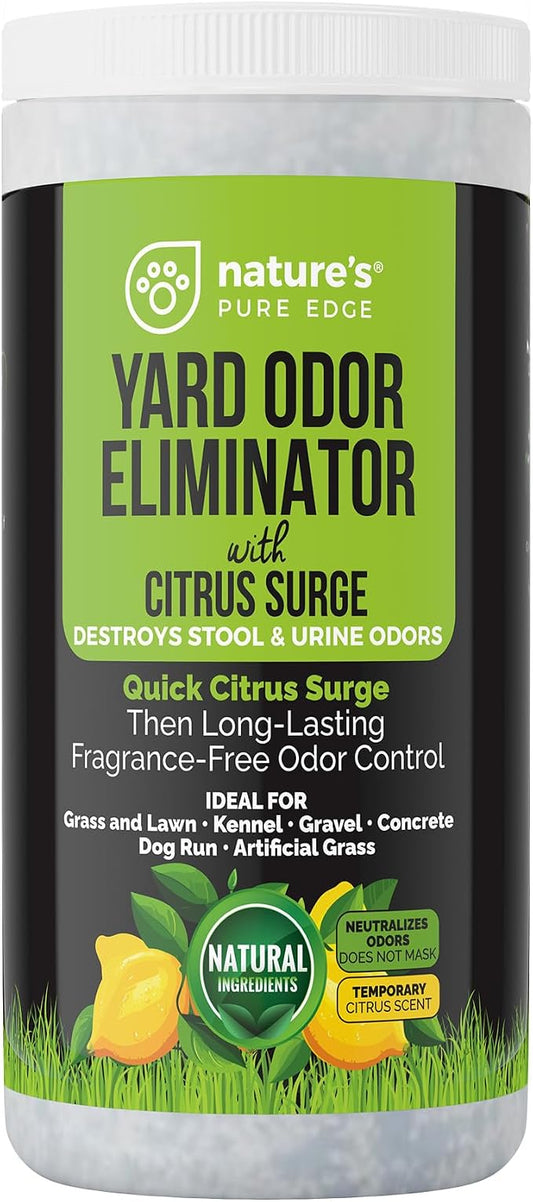 Yard Odor Eliminator with Citrus Surge – Outdoor Pet Odor Eliminator for Dog Urine & Poop Smell – Artificial Grass, Lawn, Kennel, Patio Deodorizer – Long Lasting Natural Granules – Pet Safe