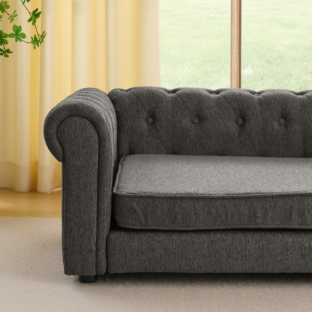 Dog Sofa Couch for Medium to Large Dogs, 55" Memory Foam Pet Sofa Couch with Washable Fabric, Durable Elevated Dog Bed with Legs, Removable Cushion for Medium and Large Dogs, Dark Grey