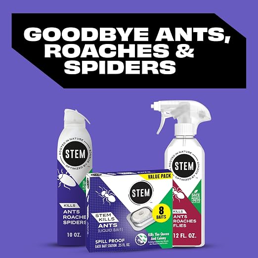 Stem Kills Ants, Roaches And Spiders: Plant-Based Active Ingredient Bug Spray, Botanical Insecticide For Indoor And Outdoor Use; 10 fl oz (Pack Of 1)