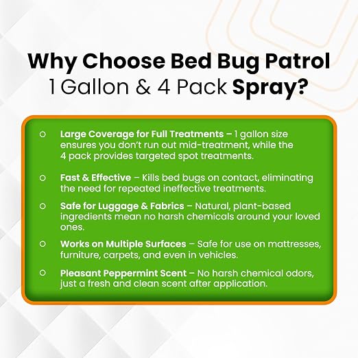 Bed Bug Spray & Killer – 128oz (1 Gal Refill) Fast-Acting Treatment Kills Bed Bugs, Eggs & Larvae on Contact | Natural Formula|Family & Pet Safe by Bed Bug Patrol