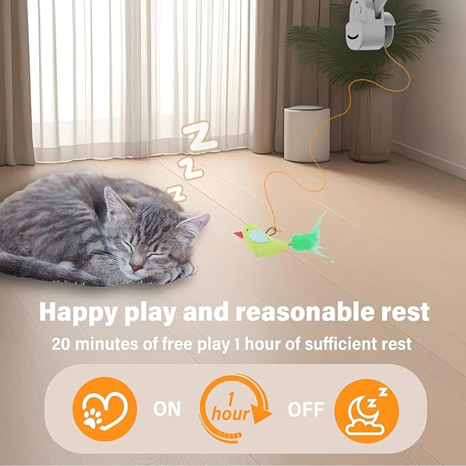 Interactive Cat Toys for Indoor Cats Automatic Electric Flying Bird Feather Mouse Toy - Best Kitten & Adult Cat Enrichment Mouse cat Toy Hanging Electric Kitty Toys for Bored Cats