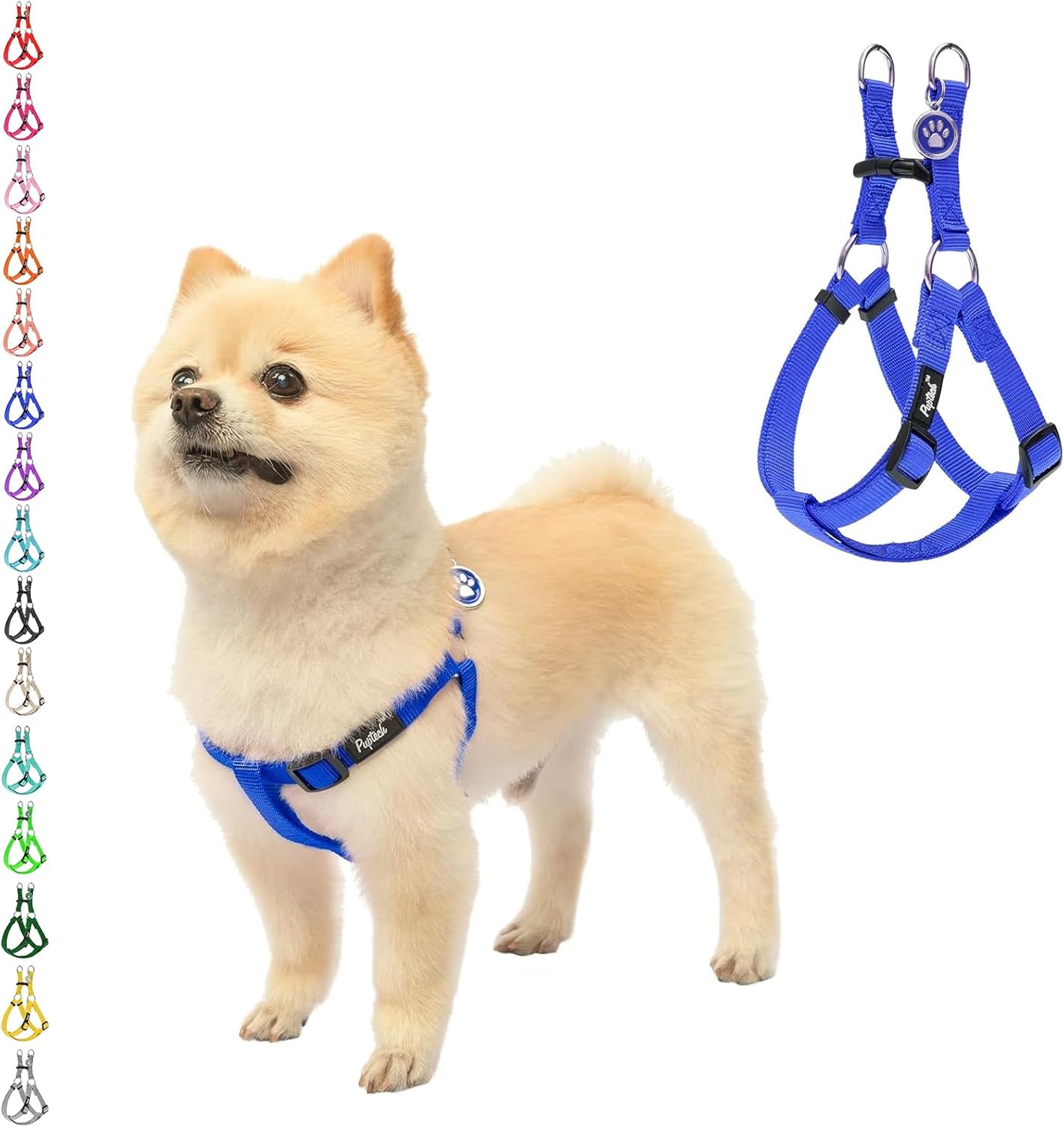 PUPTECK No Pull Dog Harness Soft Adjustable Basic Nylon Step in Puppy Vest Outdoor Walking with ID Tag