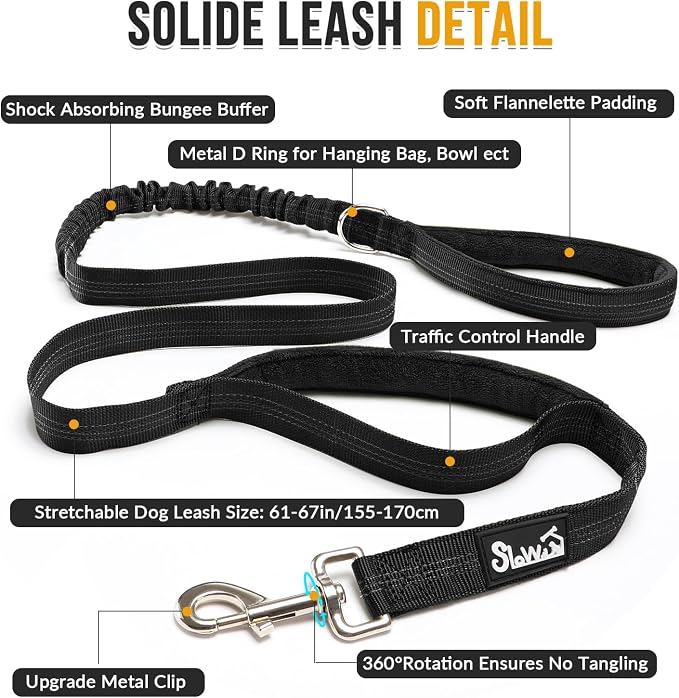 SlowTon No Pull Dog Harness with Front Clip - Heavy Duty, Soft Padded | Neck & Chest Adjustable, Tactical Pet Vest and Leash Set for Large Medium Sized Dogs, for Easy Walk & Training, Black M