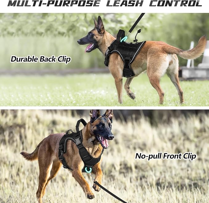 WINGOIN Black Tactical Dog Harness for Small Dogs,No Pull Dog Harness | Heavy Duty with Handle,Adjustable Reflective,Military K9 Body Pet Vest,for French Bull Pugdog,for Walking Training Running