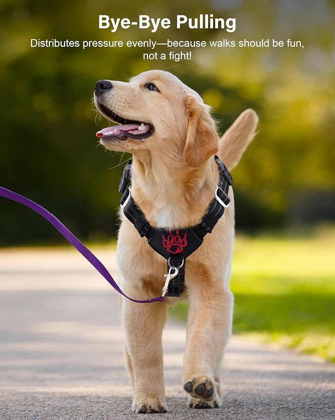 Petnanny Tactical Dog Harness No Pull Service Dog Vest S Purple | Tactical Dog Vest with breathable mesh & hook loop panel, no pull harness for walking training, adjustable fit