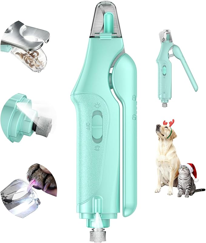 2-in-1 Cat Nail Clippers & Dog Nail Clippers Trimmers for Large Medium Small Dogs Cats Claw Trimmer Quick Sensor and Safety Guard USB Rechargeable with 2 LED Lights Dogs Nail Trimmer