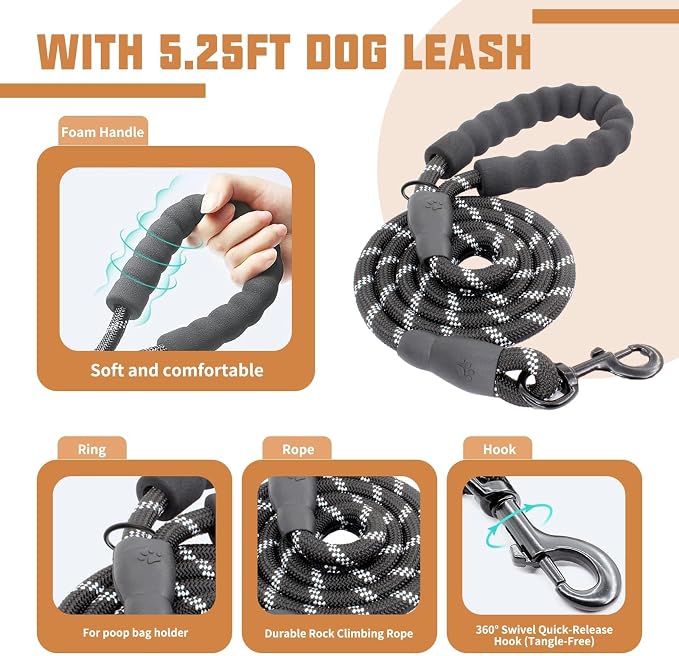 AUROTH Dog Harness and Leash Set Small Sized Dog, No Pull Escape Proof Vest | with Leash Clips, LED light clip, Breathable Mesh Padded No Choke, Easy Walking and Training, Turmeric, Small