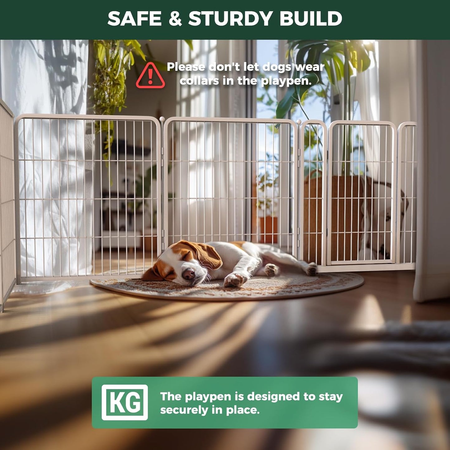 FXW Homeplus Unleashed Indoor Dog Playpen - Stress-Free and Safe Play, Heavy Duty 32 Inch 8 Wire Panels Dog Pen for Small and Medium Dogs, White│Patented