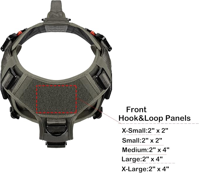 ICEFANG No Pull Tactical Dog Harness for X-Large Dogs,Adjustable Dog Vest | Control Handle,MOLLE Panel,Front Hook,3 Leash Clips,Soft Padded,for walking training,Green,X-Large