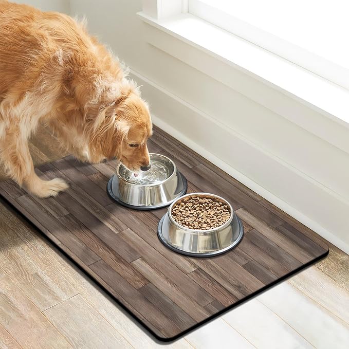 Pet Feeding Mat for Floors Waterproof Dog Mat for Food and Water Absorbent Quick Dry Non Slip mat for Cat Bowls