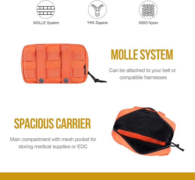 OneTigris Service Dog Vest Harness Saddle Bag Backpack Pouch, Emotional Support, Service Dog in Training,Quality Saddlebag for Tactical Dogs Vests (Orange)