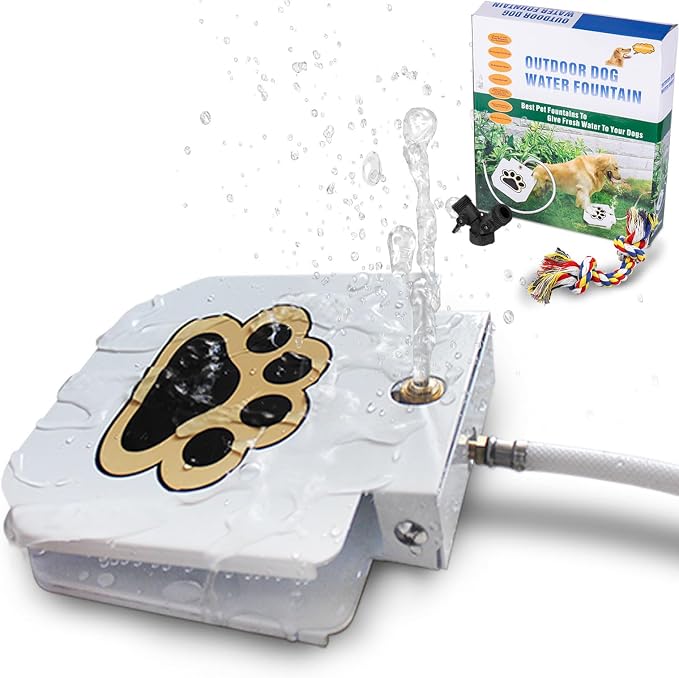 BACOENG Outdoor Dog Water Fountain Step On, Dog Sprinkler Paw Activated for Large Dogs, Pet Drinking Water Fountain with Upgraded Valve