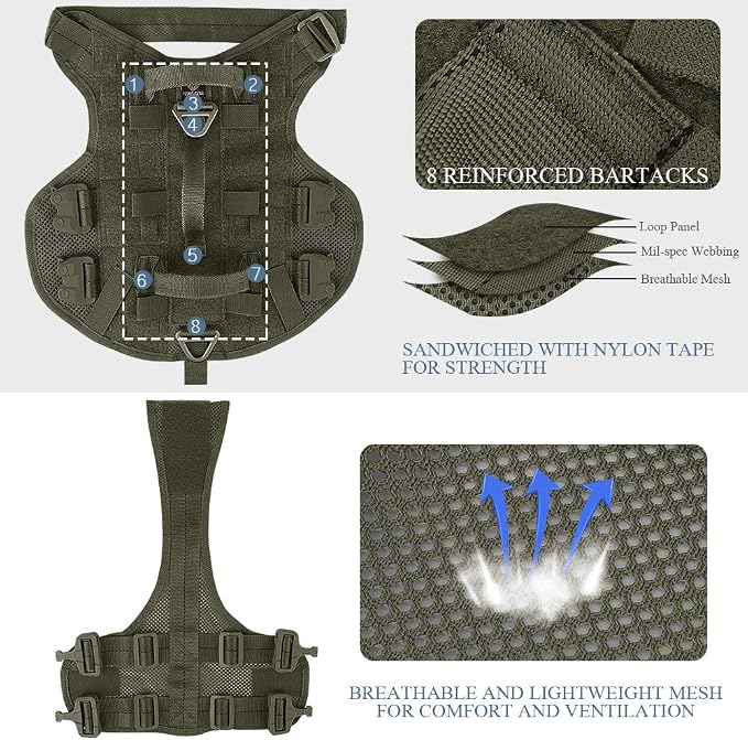 Tactical Dog Harness No Pull for Large Working Dogs Military Dogs Vest Police Service Training Dogs Molle Harnesses with Handle … …