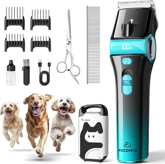Dog Clippers for Grooming with 5-in-1 Blade, Dog Grooming Kit Cordless Rechargeable Hair Trimmer Detachable Stainless Steel Blade Pet Shaver for Small Puppy Paw Face Head Body