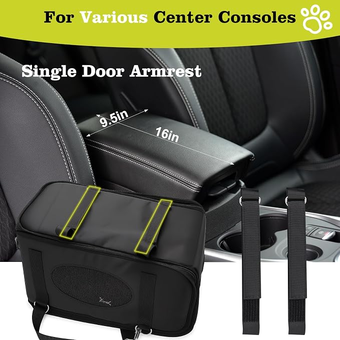 Mity rain 3 in 1 Cat Car Seat for Center Console with Cushion for Travel | Portable Carrier for Shoulder Handle Car, Foldable Pet Armrest Booster Seat for Small Dogs & Cats (Up to 15lbs)