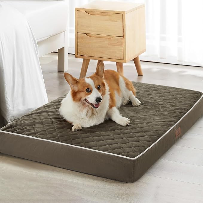 WNPETHOME Orthopedic Waterproof XL Dog Bed for Crate Cozy Sleep | Extra Large Washable Dogs Bed with Removable Cover, Multi-Needle Quilting Dogs XL Crate Bed for Relax , Dark Green 41x27 Inch