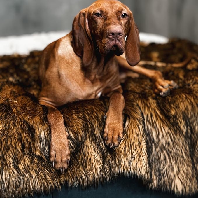 Waterproof Dog Blanket for Small, Medium & Large Dogs – Faux Fur Pet Throw for Couch, Sofa, Bed & Car – Soft, Washable, Stain-Resistant, Durable Cover - Brown 80" x 60"