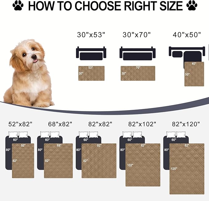 Smiry Reversible Waterproof Couch Covers for Sofa, Washable Dogs Pet Couch Covers for 3 Cushion Sofa Pet Friendly, Water Resistant Furniture Protector Slipcover, Geometric (30"x70", Camel/Beige)