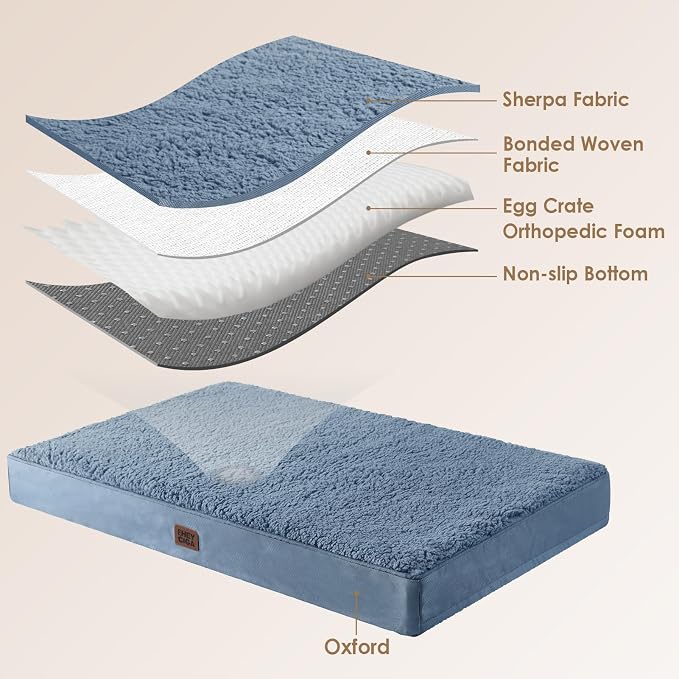 EHEYCIGA Orthopedic Dog Bed Medium with Removable Washable Cover, 30x20 | Egg Crate Foam Support, Durable Oxford fabric, Non-Slip Bottom, Machine Washable, Soft Waterproof Plush Pet Bed Mat For Crate