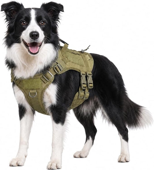 Tactical Dog Harness for Medium Dogs, Heavy Duty No Pull Dog Harness with Handle, Adjustable 6-Buckle Pet Vest for Pitbull, Border Collie, Boxer, Walking, Training, Hunting