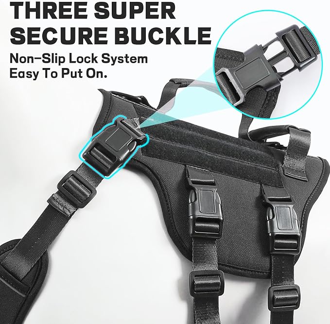 Service Dog Vest Harness for Large Dogs,No Pull with 3 Leash Clips,Tactical Working Vest with 4 Pet Patches,Reflective Oxford No Choke Pet Vest with Easy Control Handle for Walking Hiking Training
