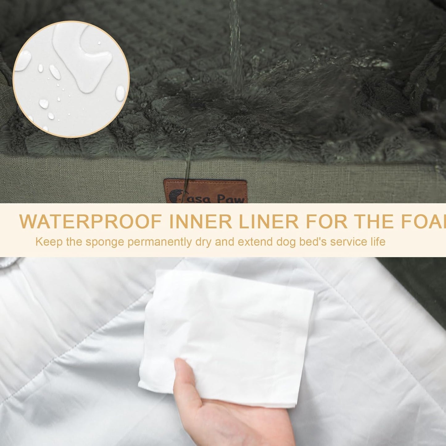 Orthopedic Waterproof Dog Bed for Extra Large Dogs, Memory Foam XL Dog Bed with Sides, Egg-Crate Foam and Non-Slip Bottom Jumbo Dogs Couch Beds with Washable Removable Cover(Jumbo,Dark Green)