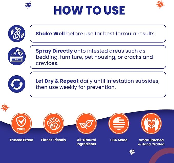 Mite-B-Gone Extreme Mite Killer Spray, 32 oz – Extra-Strength Surface Treatment for Bedding, Furniture, Carpets, Home & Pet Use – Plant-Based, Made in USA