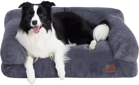 Hollypet Dog Large Cat Bed Puppy Couch Beds for Pets up to 50 lbs | Fluffy Dog Cat Couch Plush Soft Warming Pets Beds with Machine Washable Cover and Non-Slip Bottom