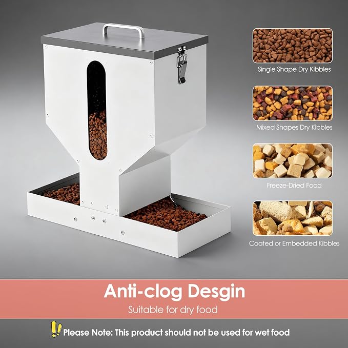 Gravity Cat Feeder 2 Cats - 12L Automatic Dual Cat Feeder | Outdoor Cat Feeder for Pet Cat Dogs, Sturdy Material, Lock design, Large Viewing Window, Portable, Easy to Clean