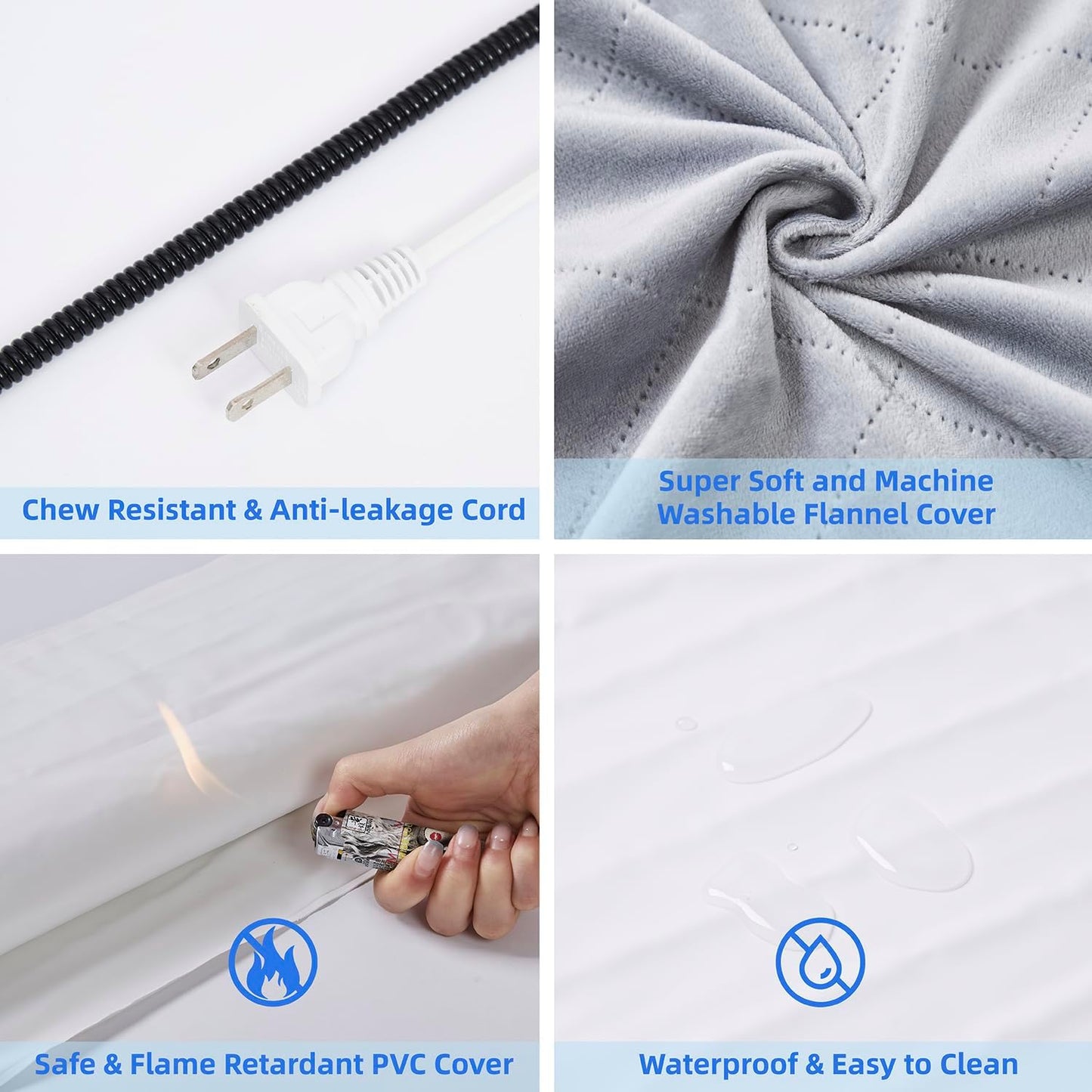 pettycare Pet Heating Pad for Dog Cat, Electric Heating with Steel-Wrapped Cord, 25-Level Timer & 11-Level Temperature Indoor Warming Pads Easy Clean for Puppy Cat Dog XXL 32x20inch