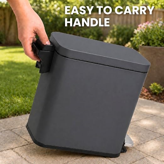 iTouchless 3 Gallon / 12 Liter Outdoor Pet Waste Bin with AbsorbX Odor Filter - Stainless Steel Garbage Can with Lid & Pedal - Small Trash Can for Patio, Deck, Yard, and Garage, Matte Gray