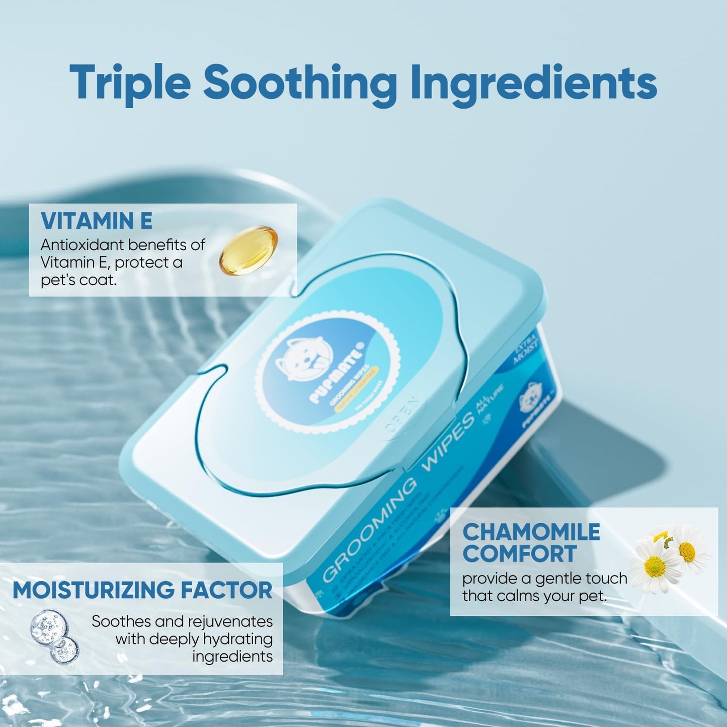 Pet Wipes for Dogs & Cats, Extra Moist & Thick Grooming Puppy Wipes with 100 Fresh Counts, Aloe Vera/Nature