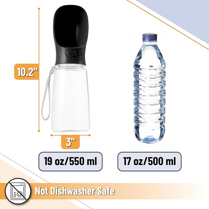 Mr. Pen- Portable Dog Water Bottle, 19 oz, Large | Leak Proof Puppy Water Dispenser with Drinking Feeder for Pets, Outdoor Walking, Hiking, Travel, Not Dishwasher Safe