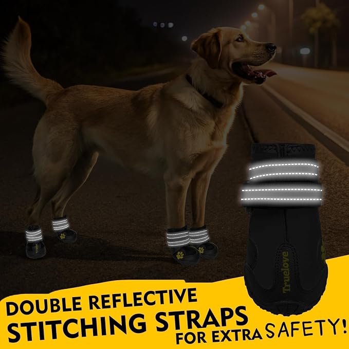 Expawlorer Dog Shoes for Medium Dogs, Dog Shoes for Hot Pavement Hiking Walking, Anti-Slip Rugged Sole,Waterproof Dog Booties for Outdoor Rain Days, All Weather Dog Boots & Paw Protectors (Black)