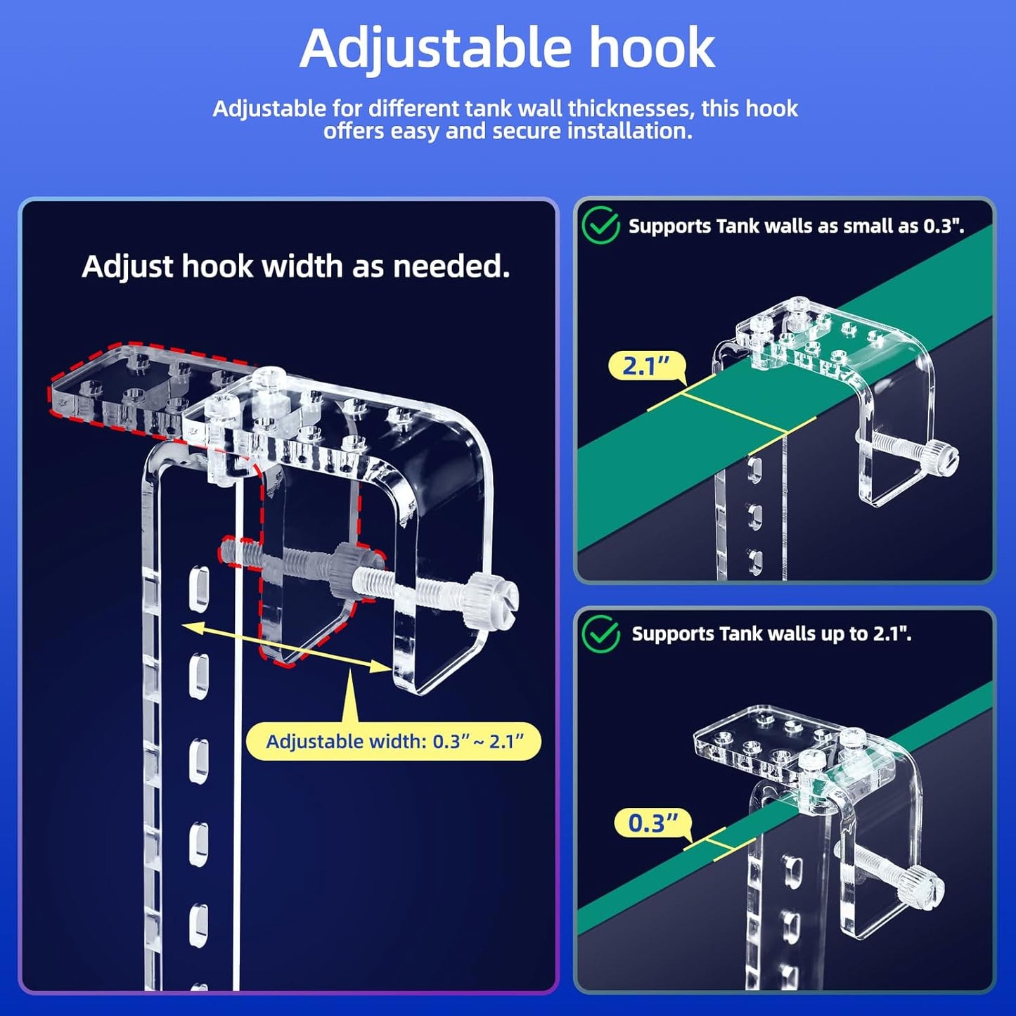 Adjustable Hanging Turtle Dock with Anti-Slip Artificial Grass Basking Platform Sturdy Acrylic Ramp for Aquatic Turtles, Compatible with Various Tank Sizes, Easy Setup Transparent, 13x6.9 Inch