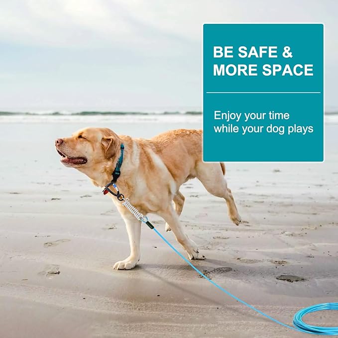 Snagle Paw Dog Leads for Yard 100FT-1000LBS Break Strength,Heavy Duty Tie Out Cable for Dogs with Swivel Lockable Hook & Spring,Chew Proof Dog Chain for Outside,Dog Run Cable for Medium Large Dogs