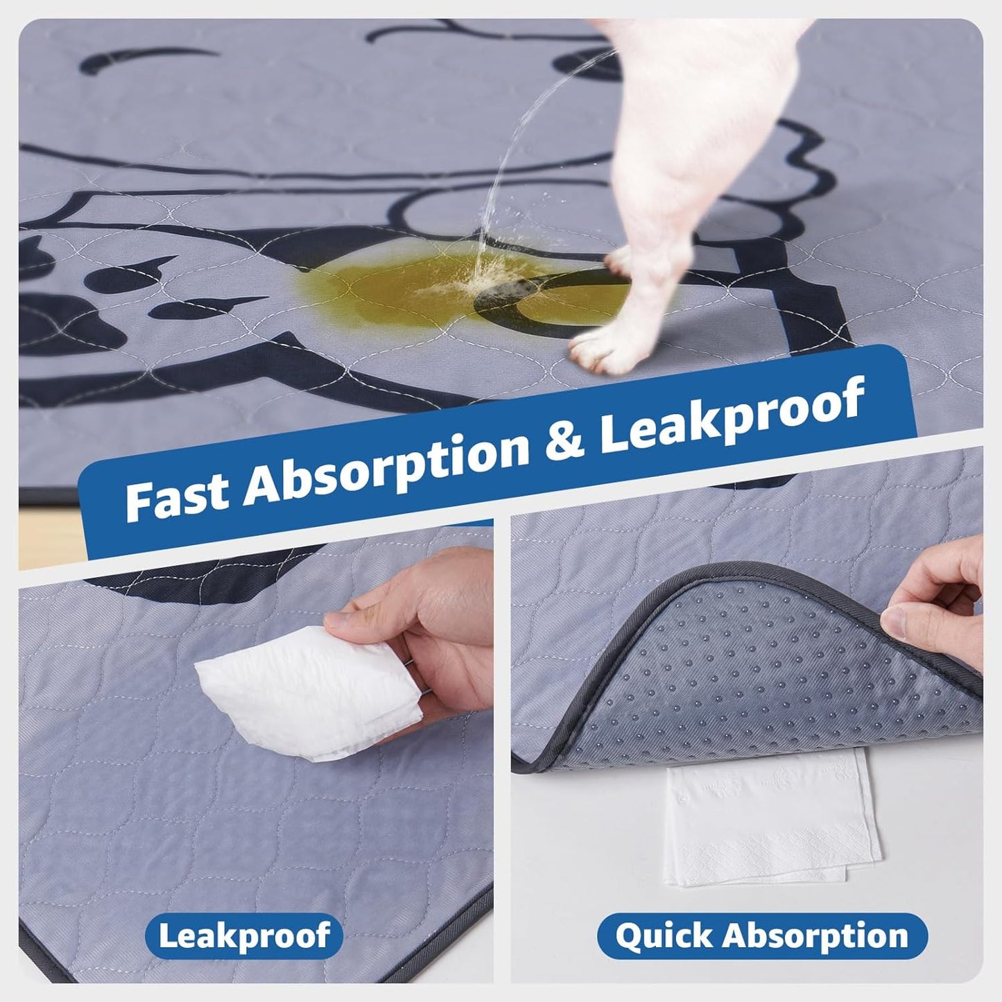 Washable Pee Pads for Dogs: 31x36 Reusable Puppy Pads Non-Slip Training Pads, Fast Absorbency Whelping Mat for Incontinence, Housebreaking, and Crate-2 Pack