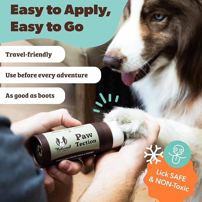 Natural Dog Company PawTection Balm for Dogs – Winter Paw Protection from Snow, Ice & Salt, Wax-Based Paw Barrier Balm, All Breeds for Cold Weather Walks & Outdoor Adventures, Lick-Safe, 0.15 oz Stick