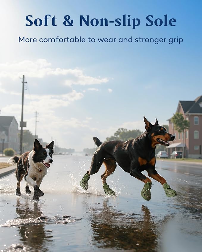 Dog Shoes for Hot Pavement, Breathable Dog Boots Paw Protectors with Adjustable Straps & Non-Slip Sole, Easy On & Off, Waterproof, Easy-Cleaning (Black, XS)
